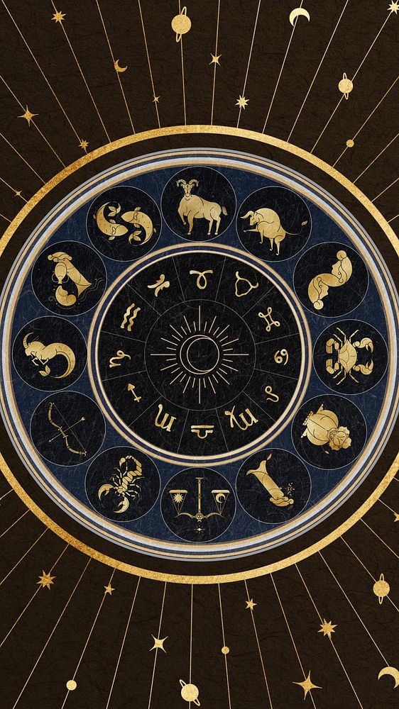 Aesthetic zodiac sign iPhone wallpaper, Alphonse Mucha’s  famous Art Nouveau artwork, remixed by rawpixel