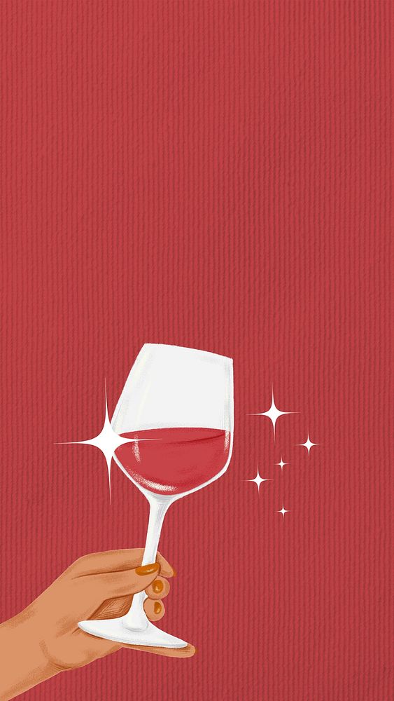 Red wine glass phone wallpaper, celebration drink background