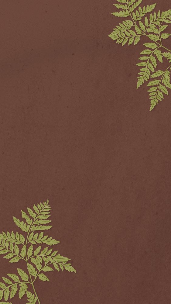 Brown leafy border phone wallpaper, botanical background