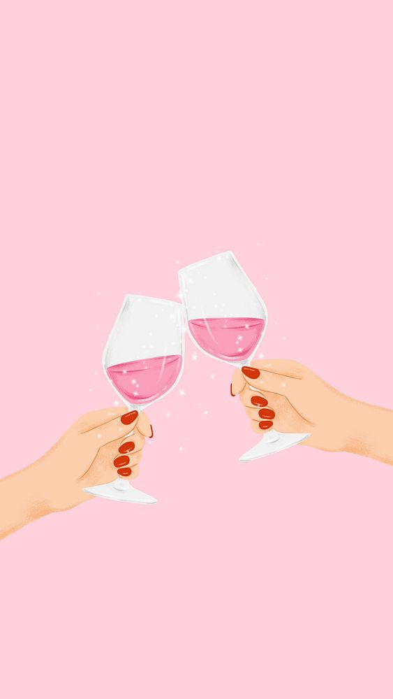 Clinking wine glasses iPhone wallpaper, New Year celebration background