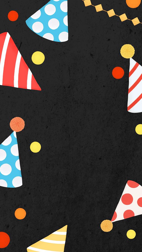 Cone hat frame iPhone wallpaper, birthday party background