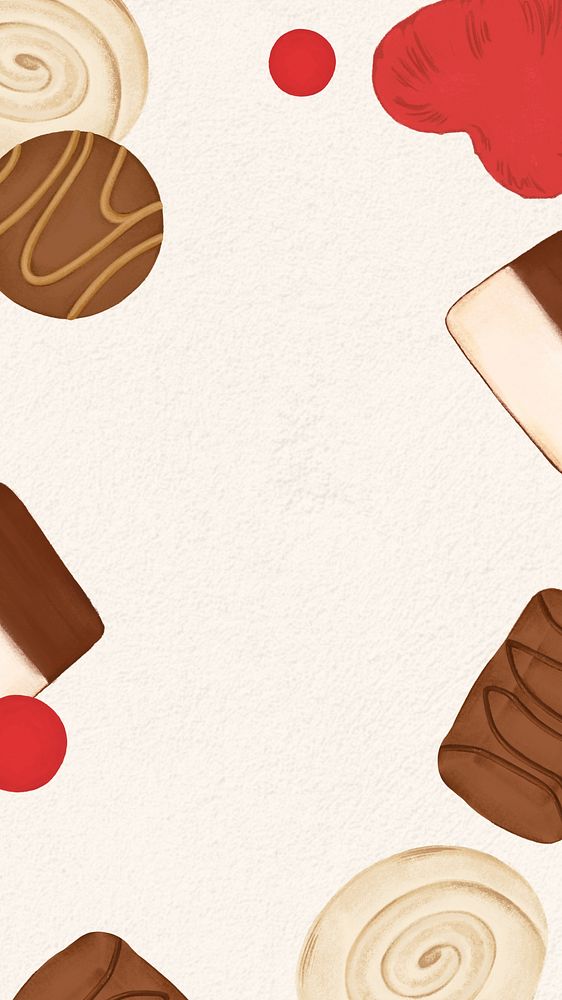 Valentine's chocolate frame mobile wallpaper, cute dessert background