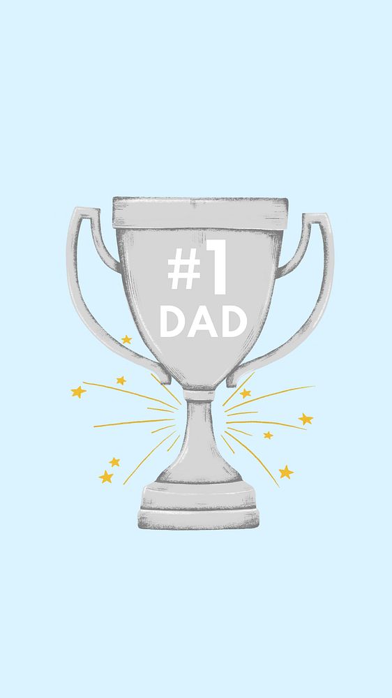 Father's day celebration iPhone wallpaper, #1 dad trophy illustration