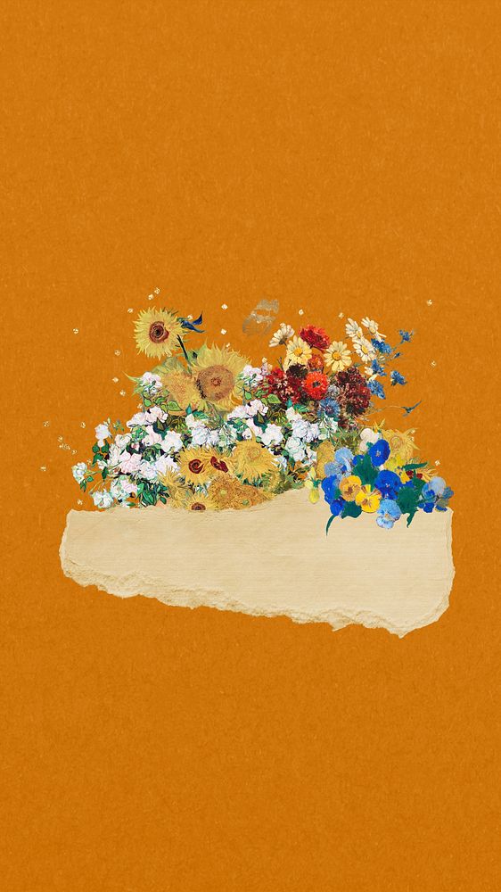 Van Gogh's painting mobile wallpaper, famous artwork collage, remixed by rawpixel