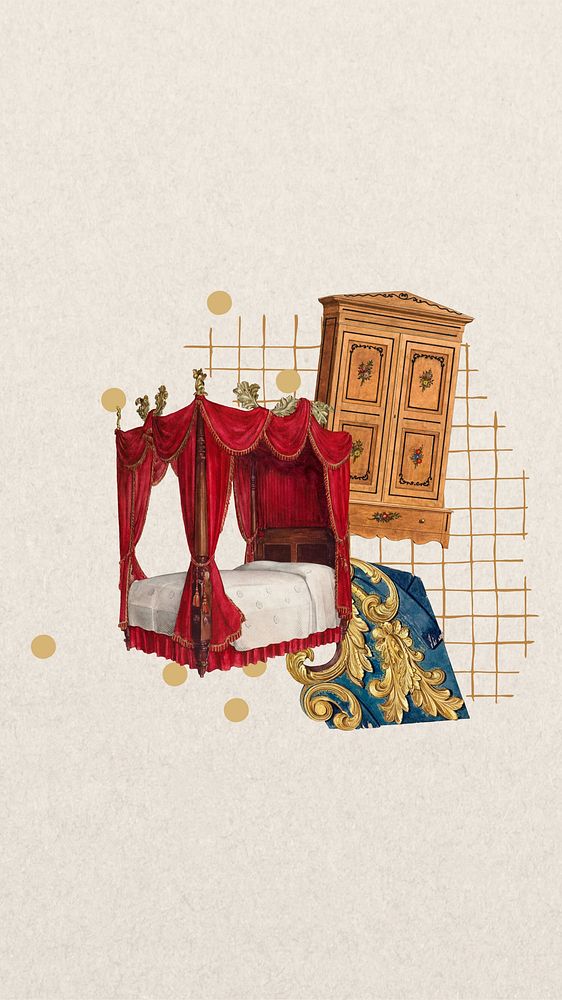 Victorian furniture iPhone wallpaper, remixed by rawpixel