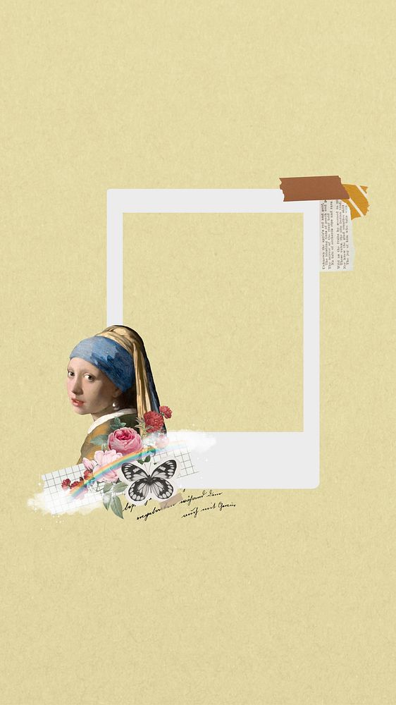 Vermeer girl mobile wallpaper. Famous art remixed by rawpixel.