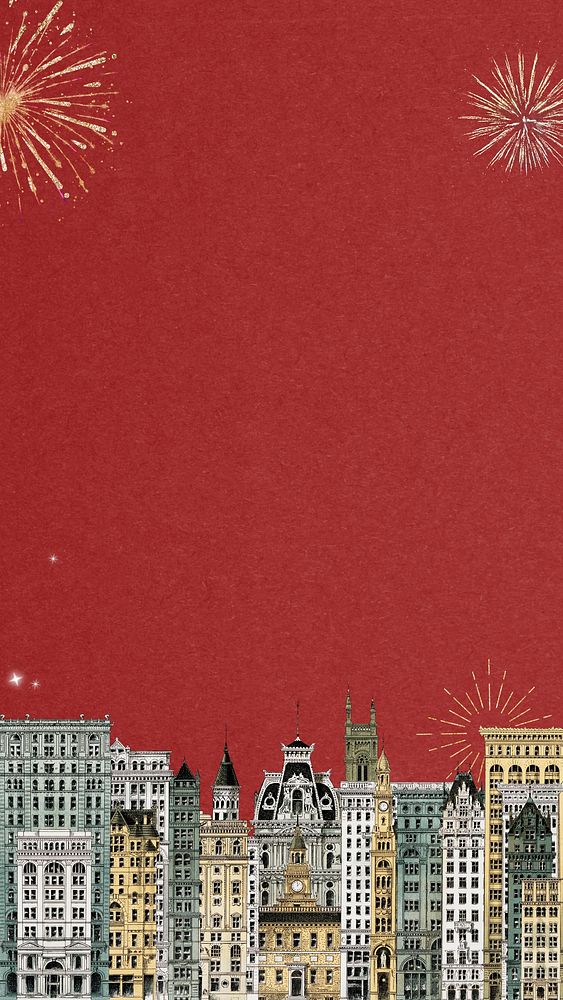 City architecture mobile wallpaper. Vintage art remixed by rawpixel.