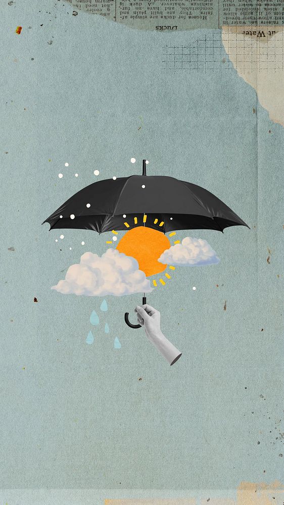 Rainy season mobile wallpaper, collage remix design