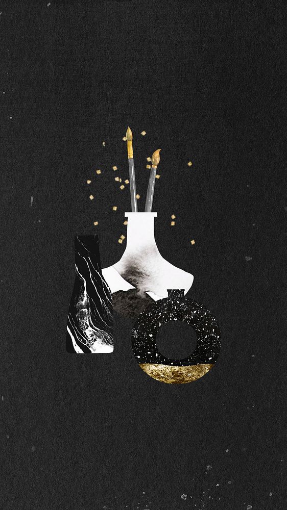 Abstract vase iPhone wallpaper, paper collage art