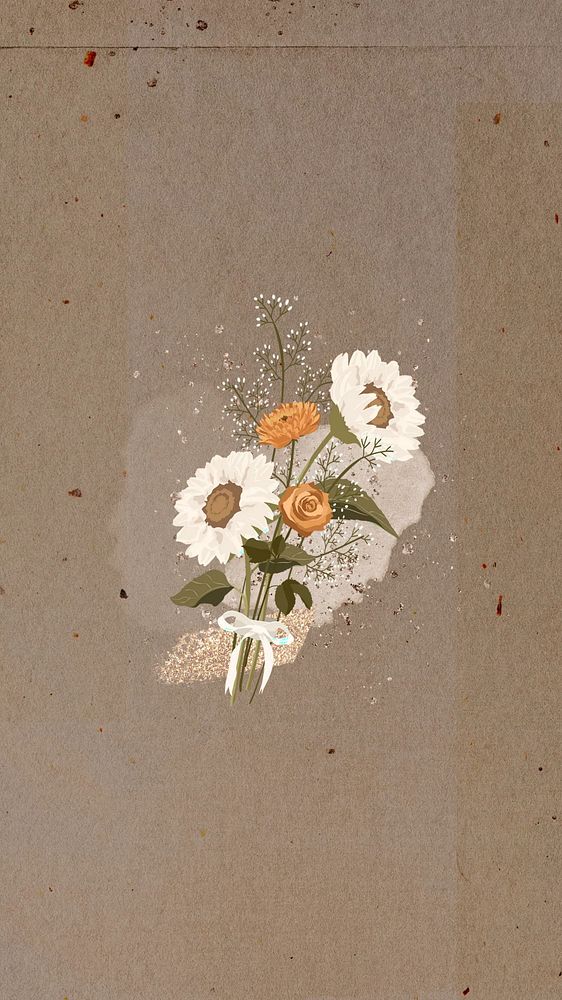 Vintage floral mobile wallpaper, collage remix design