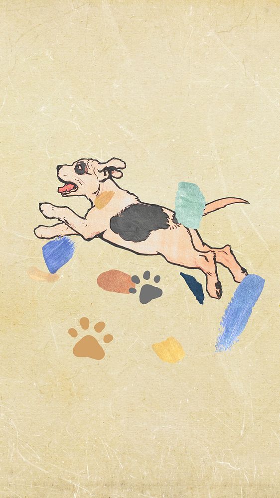 Cute running dog iPhone wallpaper