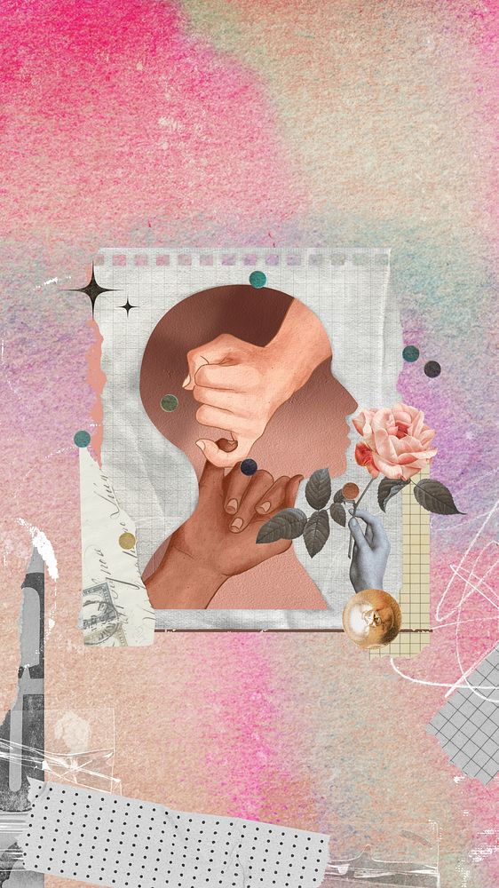 Diverse pinky promise iPhone wallpaper, creative paper collage