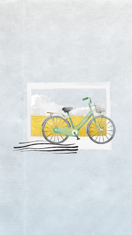 Bicycle aesthetic phone wallpaper, instant photo film collage