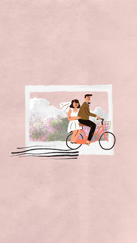 Married couple aesthetic phone wallpaper, instant photo film collage