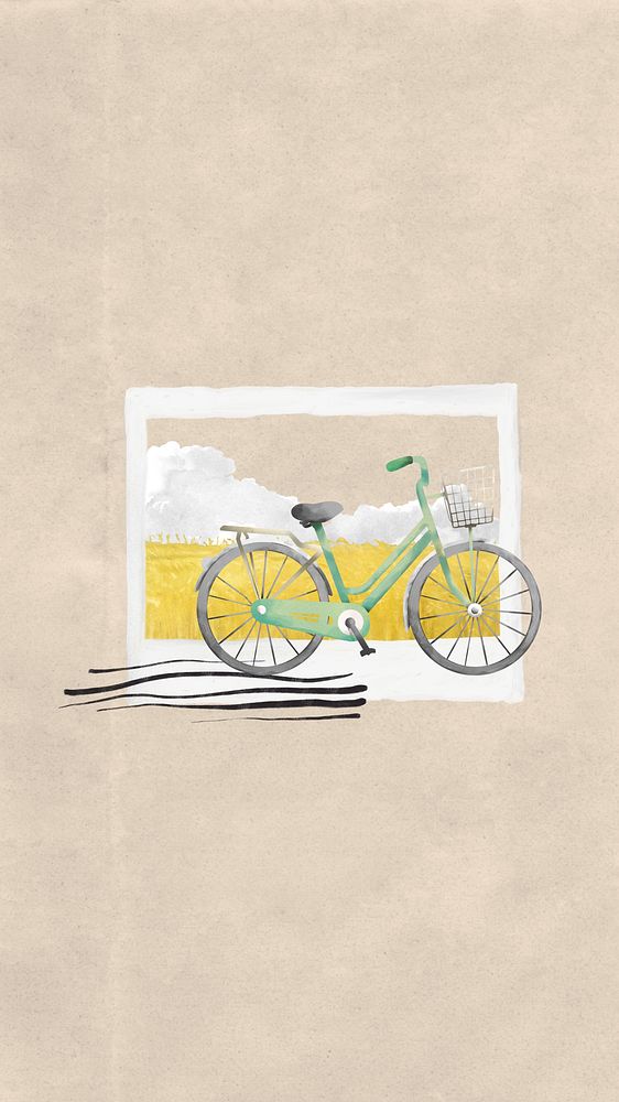 Bicycle aesthetic phone wallpaper, instant photo film collage