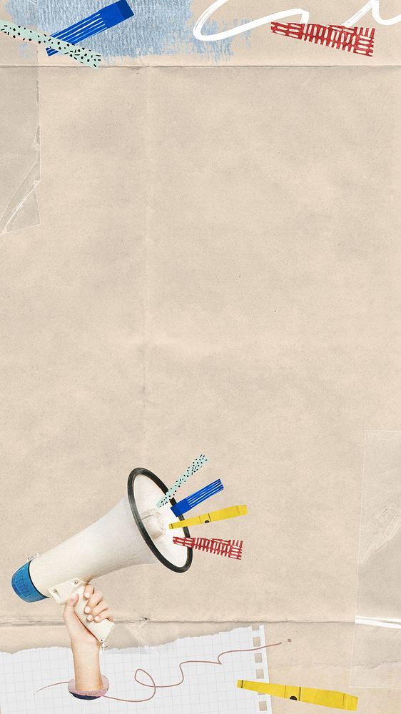 Creative marketing collage phone wallpaper, paper texture background