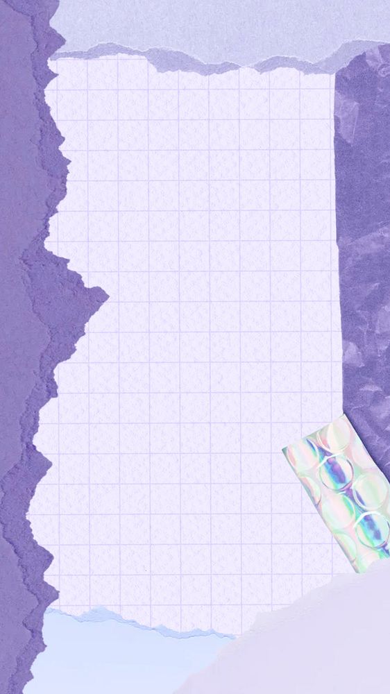 Purple mobile wallpaper, ripped paper frame design