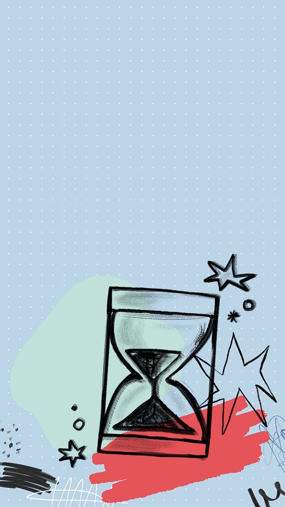 Time management mobile wallpaper, hourglass doodle collage element