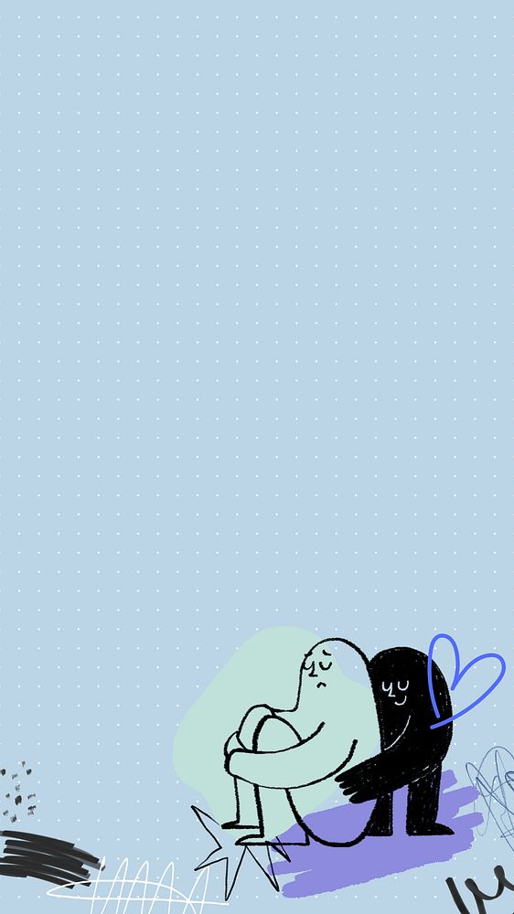 Mental health doodle iPhone wallpaper, cute illustration