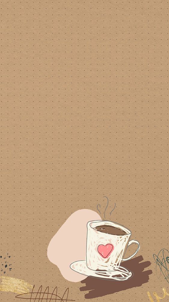 Coffee cup phone wallpaper, collage remix design