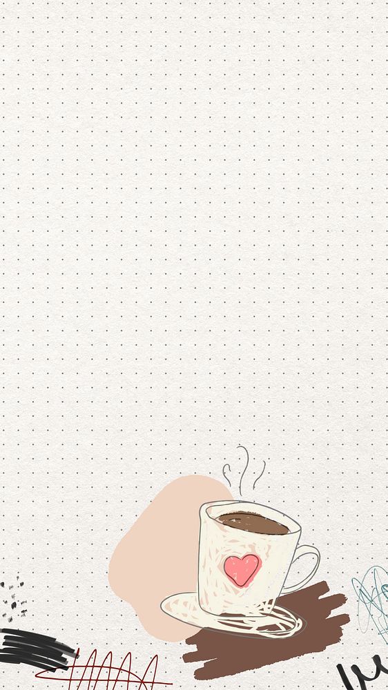 Coffee cup mobile wallpaper, collage remix design