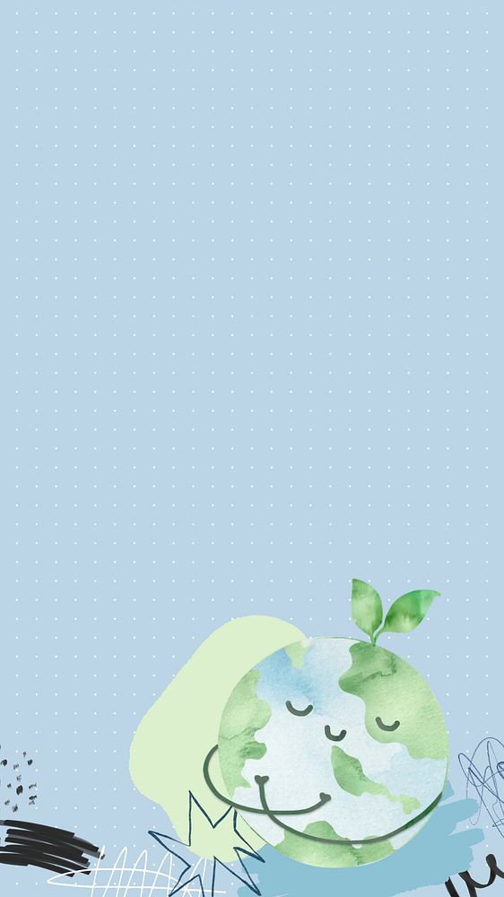 Cute green globe iPhone wallpaper, environment collage art