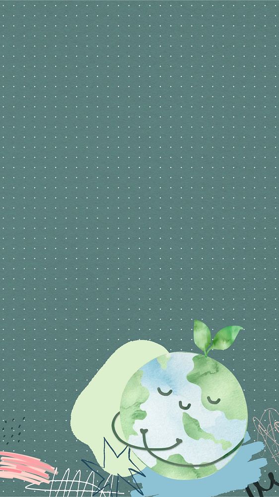 Cute green globe iPhone wallpaper, environment collage art