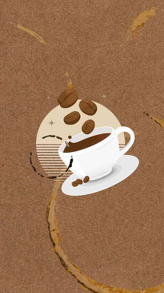 Coffee cup phone wallpaper, collage remix design