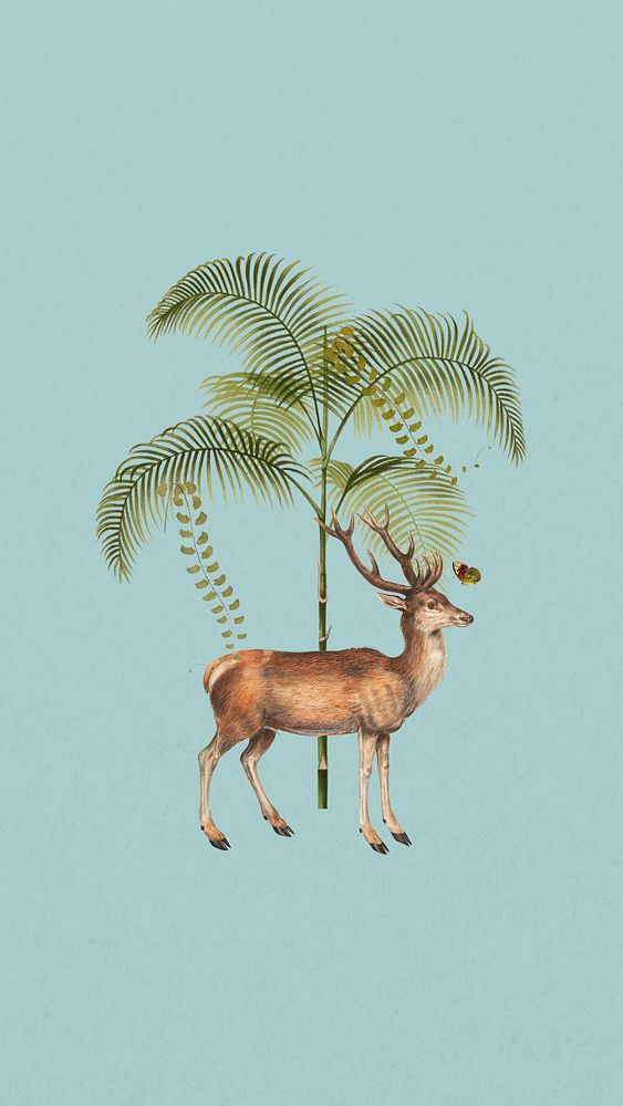 Vintage deer stag phone wallpaper, wild animal background