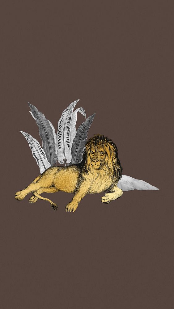 Golden lion iPhone wallpaper, wild animal background