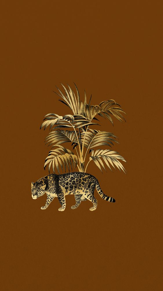 Golden jaguar iPhone wallpaper, wild animal background