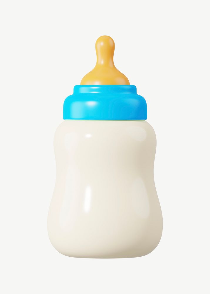Baby milk bottle, 3D collage element psd
