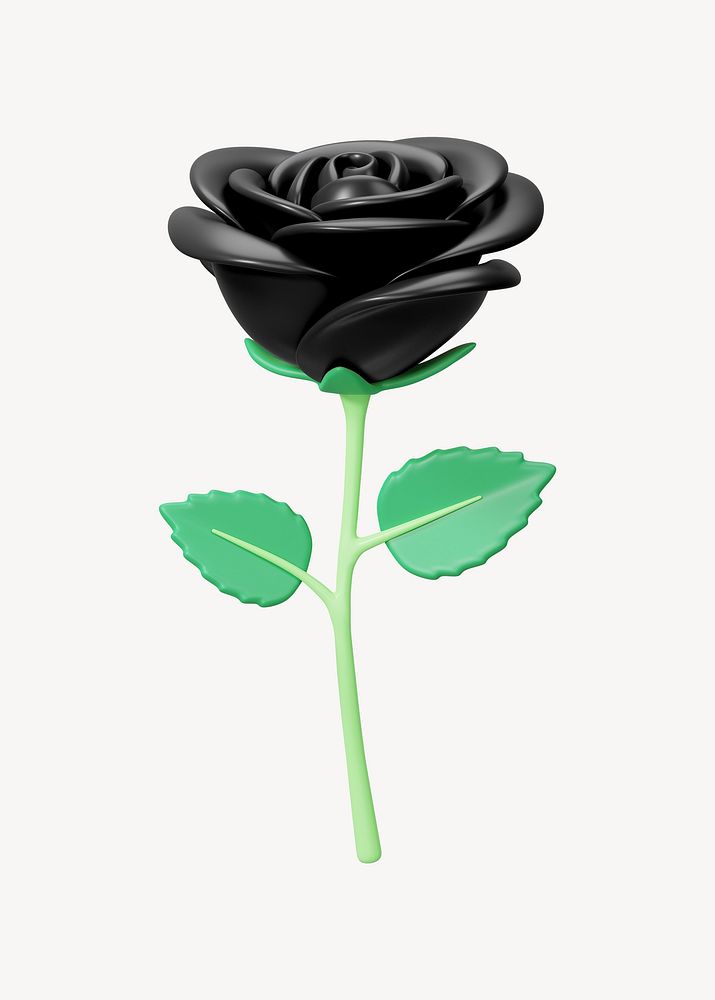 Black rose flower, 3D illustration
