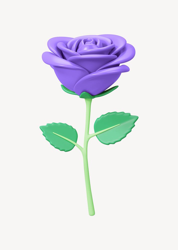 Purple rose flower, 3D illustration