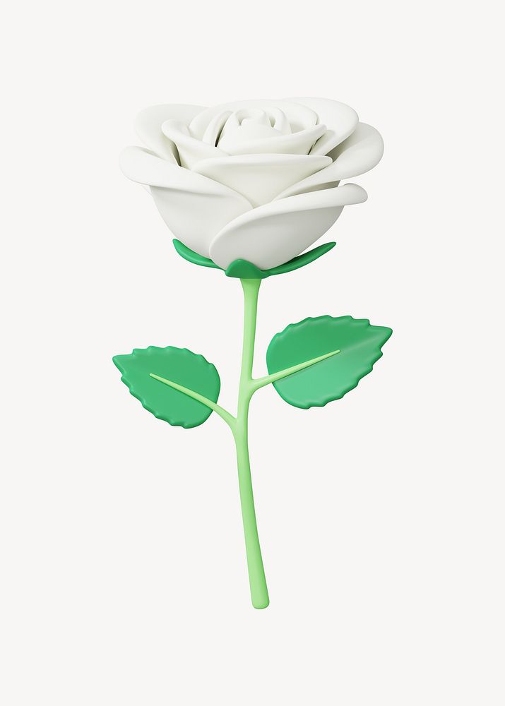 White rose flower, 3D illustration