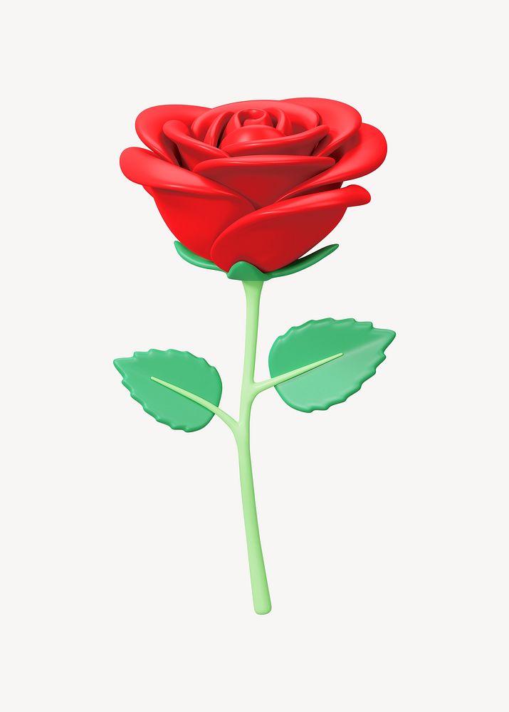 Red rose flower, 3D illustration