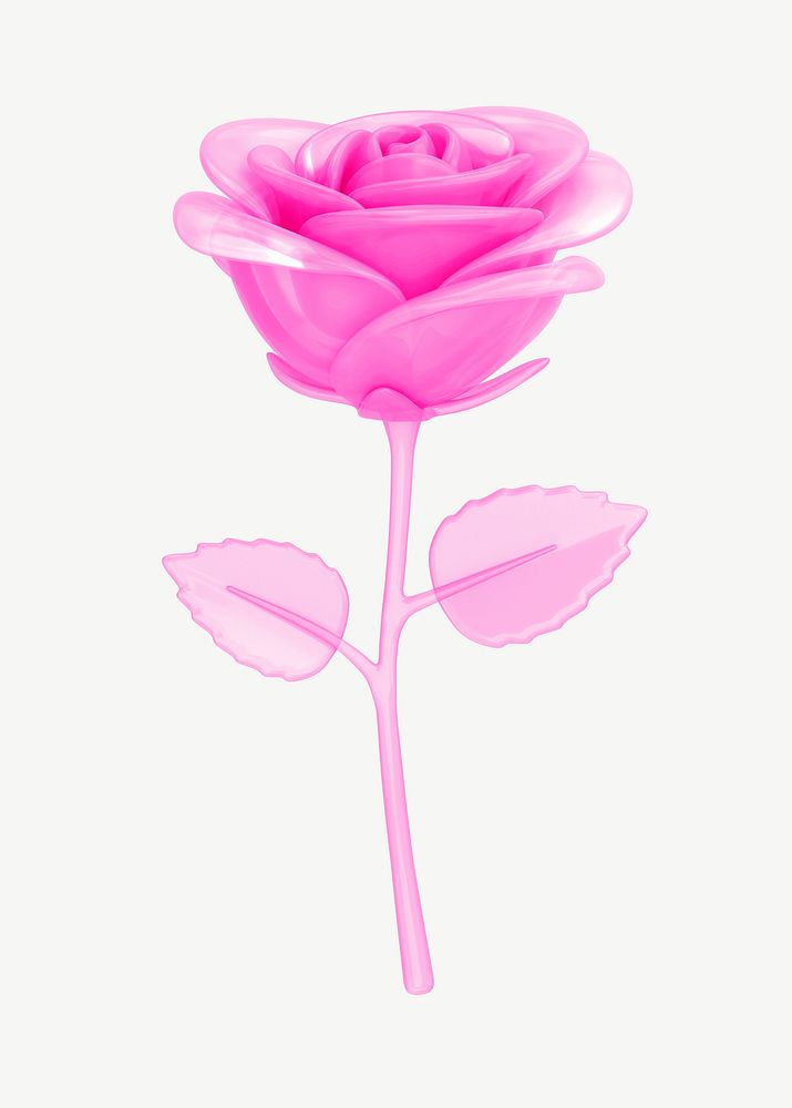 Pink rose flower, 3D collage element psd