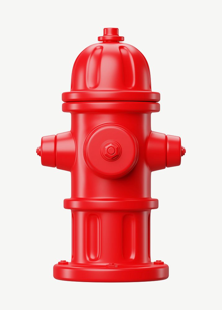 3D red fire hydrant, collage element psd