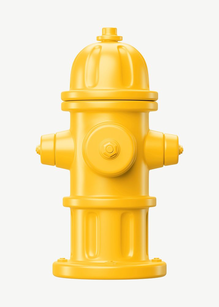 3D yellow fire hydrant, collage element psd