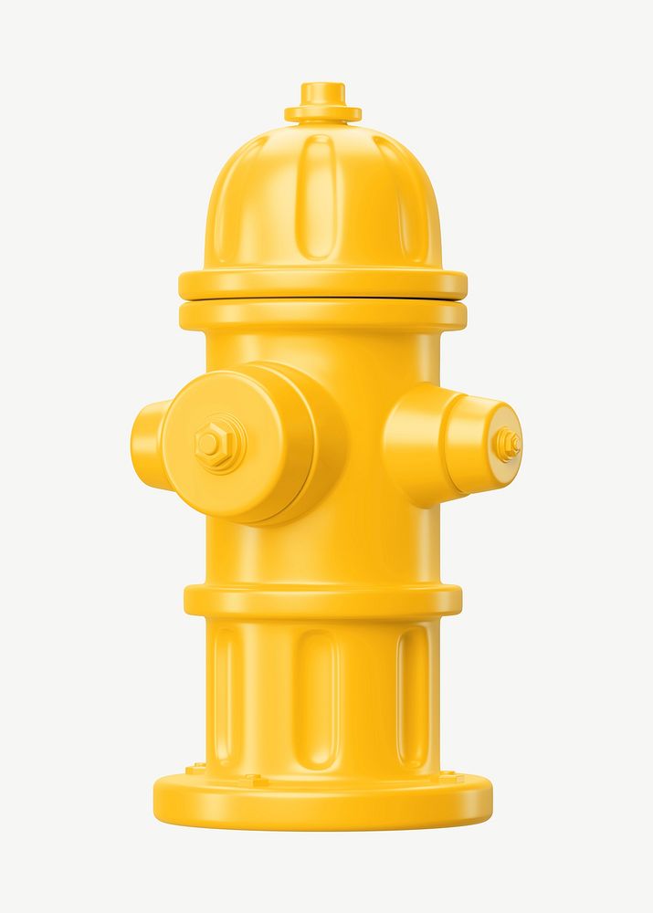 3D yellow fire hydrant, collage element psd