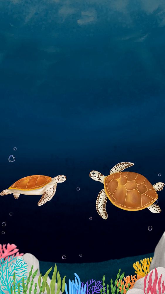 Sea turtle, dark iPhone wallpaper background