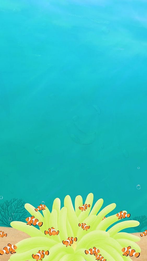 Cute clownfish iPhone wallpaper background