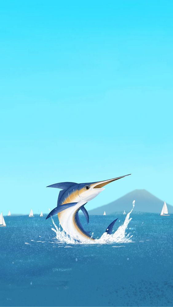 Happy fish, blue iPhone wallpaper background