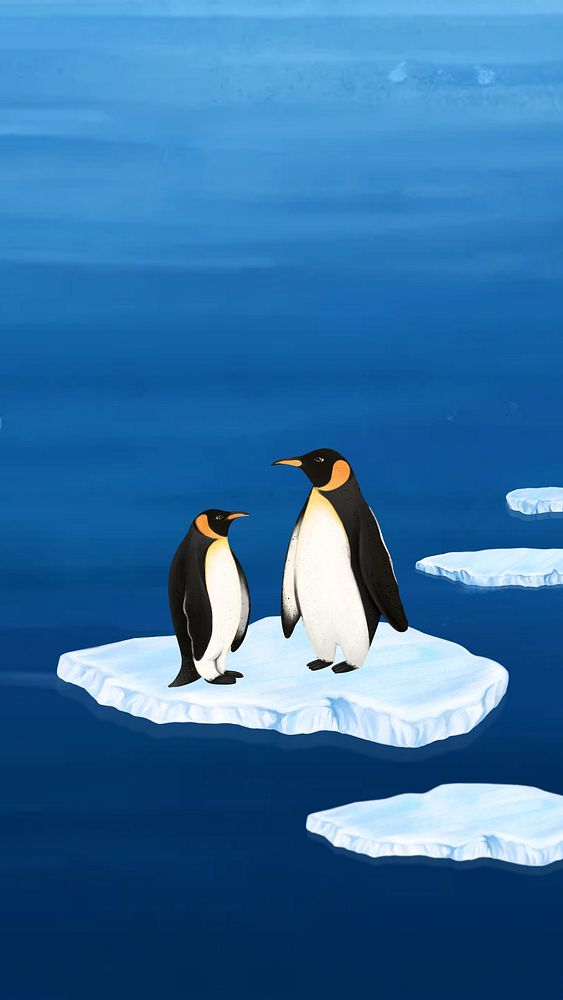 Penguin environment, blue iPhone wallpaper background