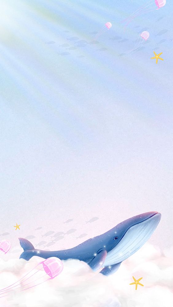 Fantasy cloud whale  iPhone wallpaper background
