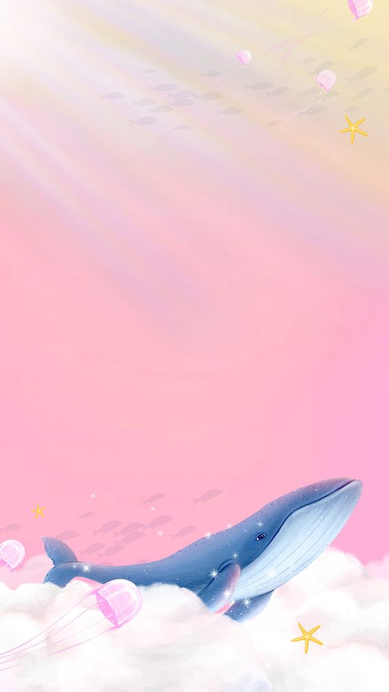 Fantasy cloud whale  iPhone wallpaper background