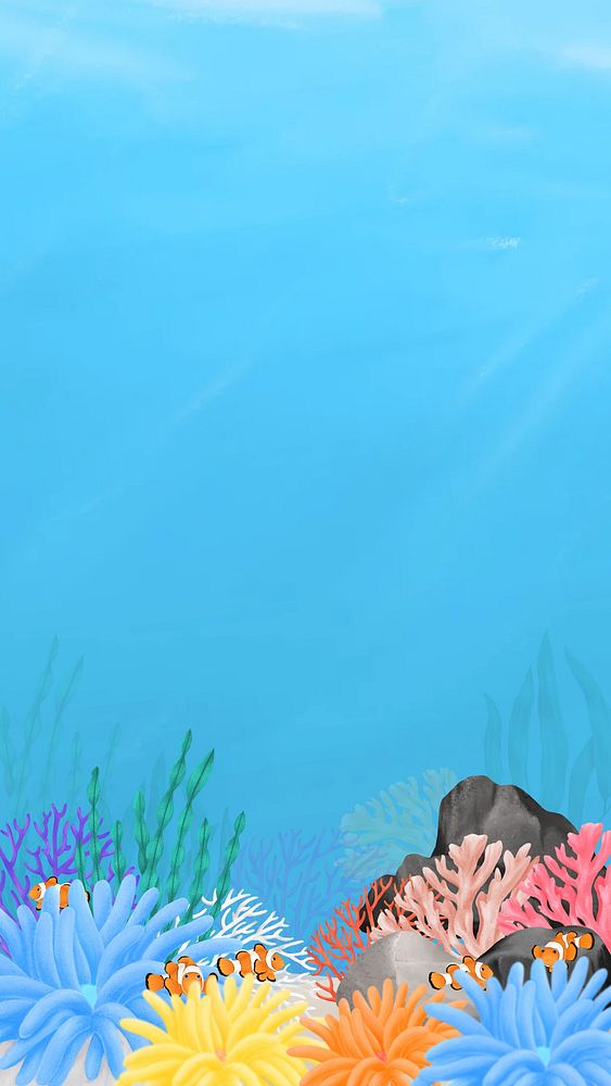 Underwater world, blue iPhone wallpaper background