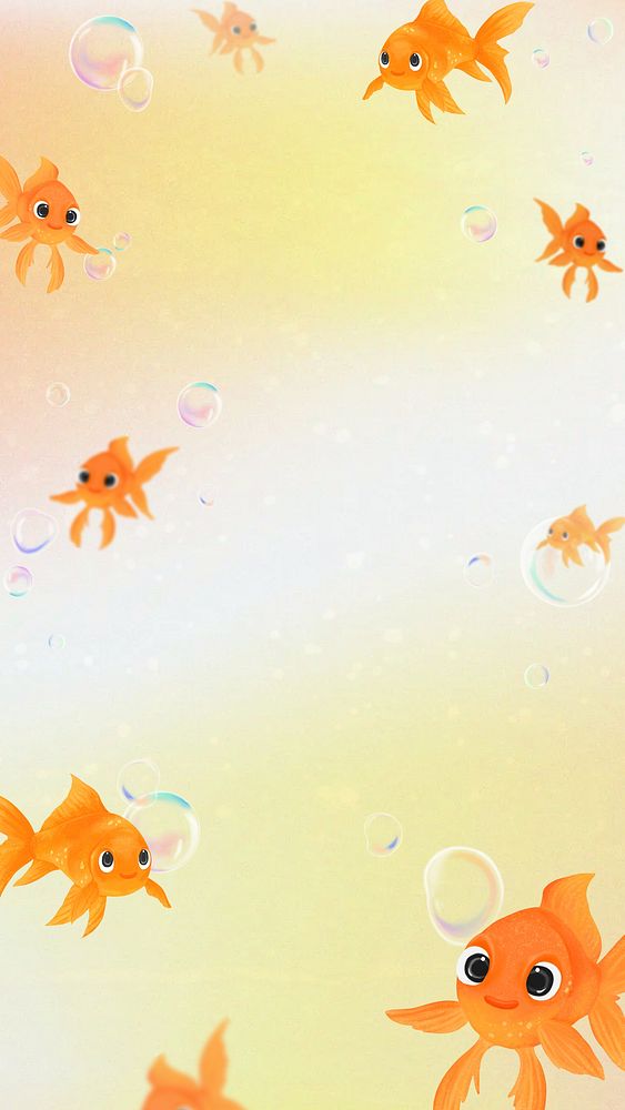Aesthetic goldfish bubbles iPhone wallpaper background