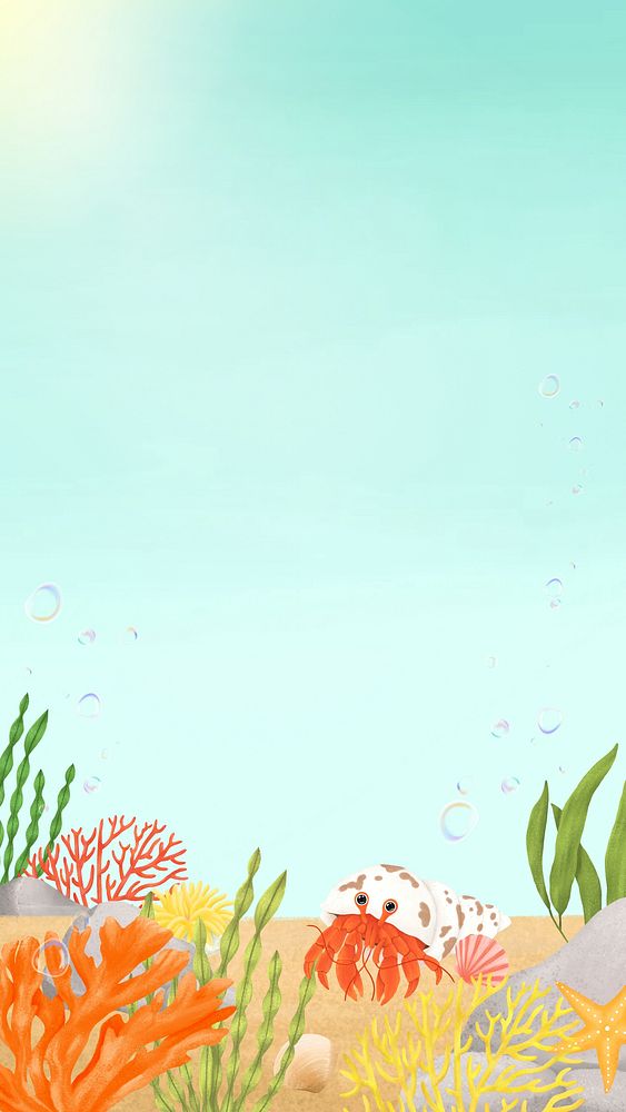 Cute hermit crab iPhone wallpaper background