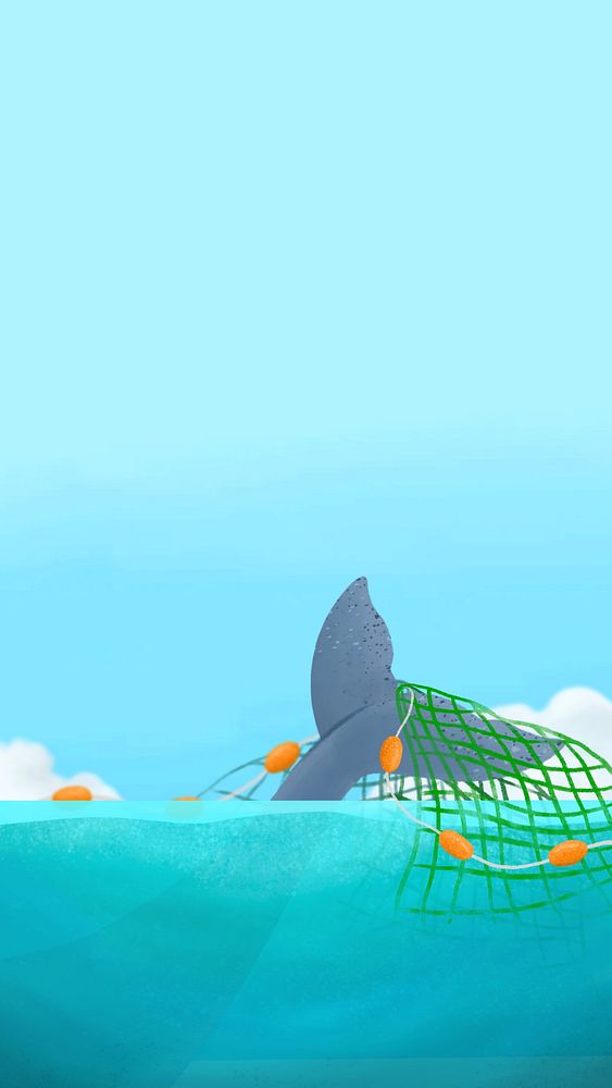 Illegal fishing, blue iPhone wallpaper background